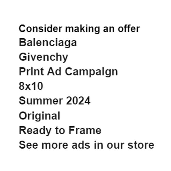 Balenciaga Givenchy Print Ad Campaign Summer 2024 8x10 Frame Ready Original - Picture 2 of 4